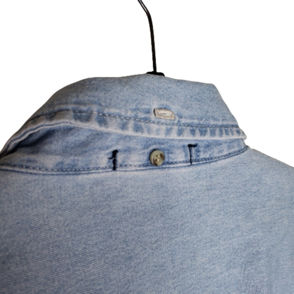 VINTAGE Shirt HARD ROCK CAFE Tampa Button Down Chambray Embroidered Sz L - Picture 5 of 7